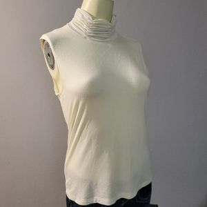 Jillian Nicole White Rib Knit Turtle Neck Tank
